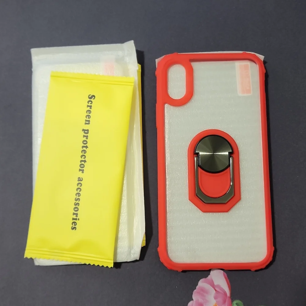 iPhone Xs Cell Phone Case with screen protector, Red